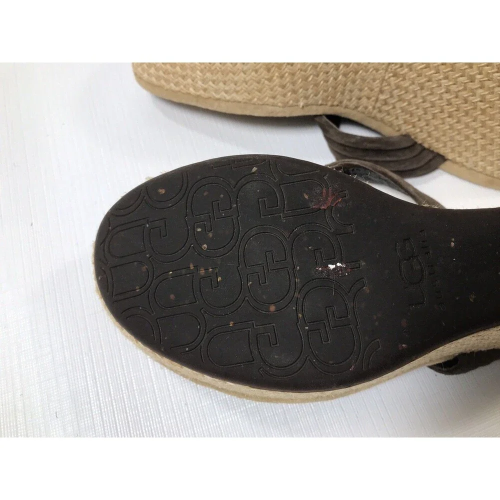 UGG Womens Zamora 3093 Suede Slip On Wedge Thong Sandal Size US 7M
